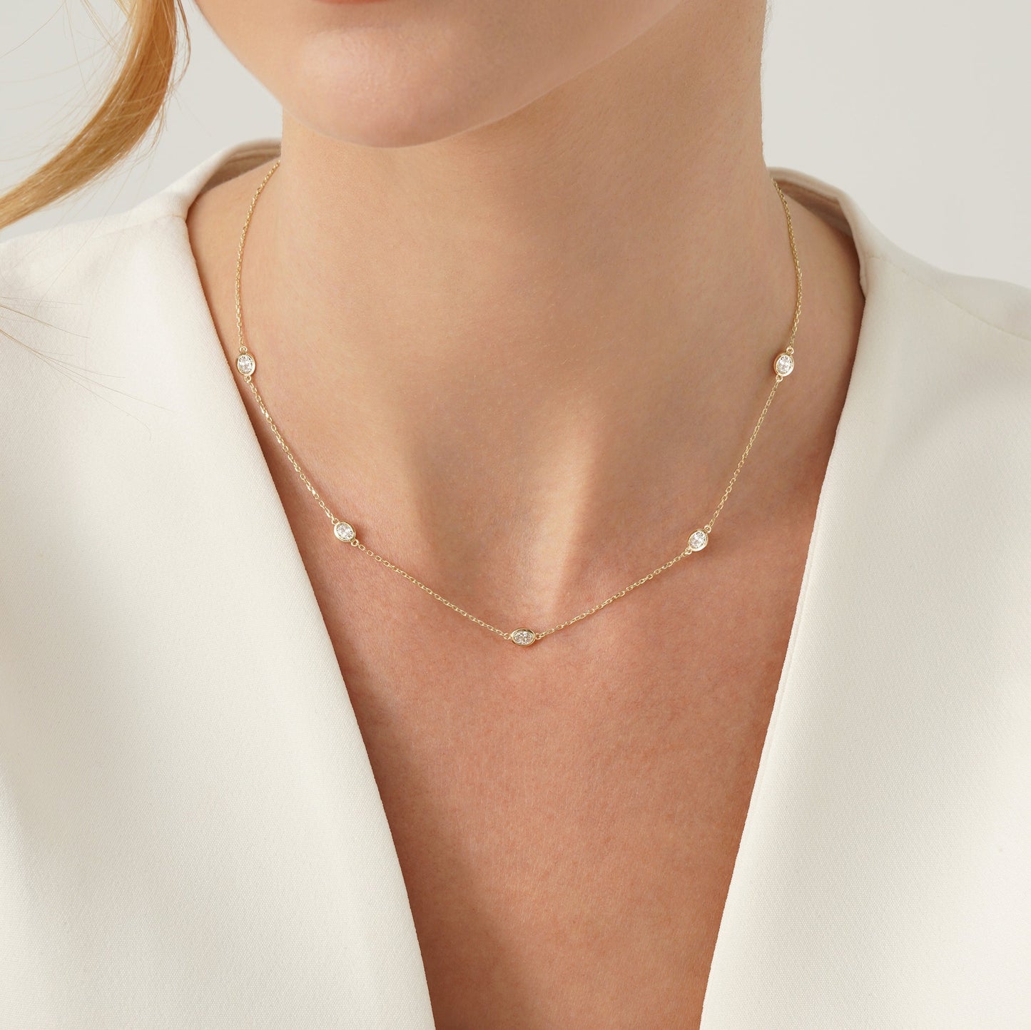 1.0 CT Round Bezel Solitaire Lab Grown Diamond Necklace