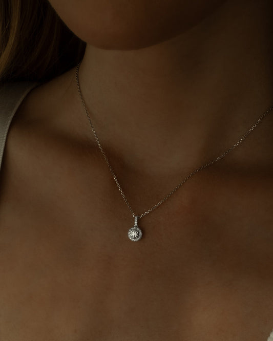 1.0 CT Round Bezel Solitaire Lab Grown Diamond Necklace