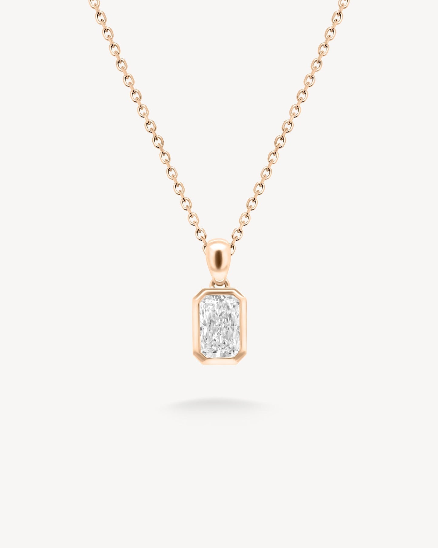 1.0 CT Round Bezel Solitaire Lab Grown Diamond Necklace