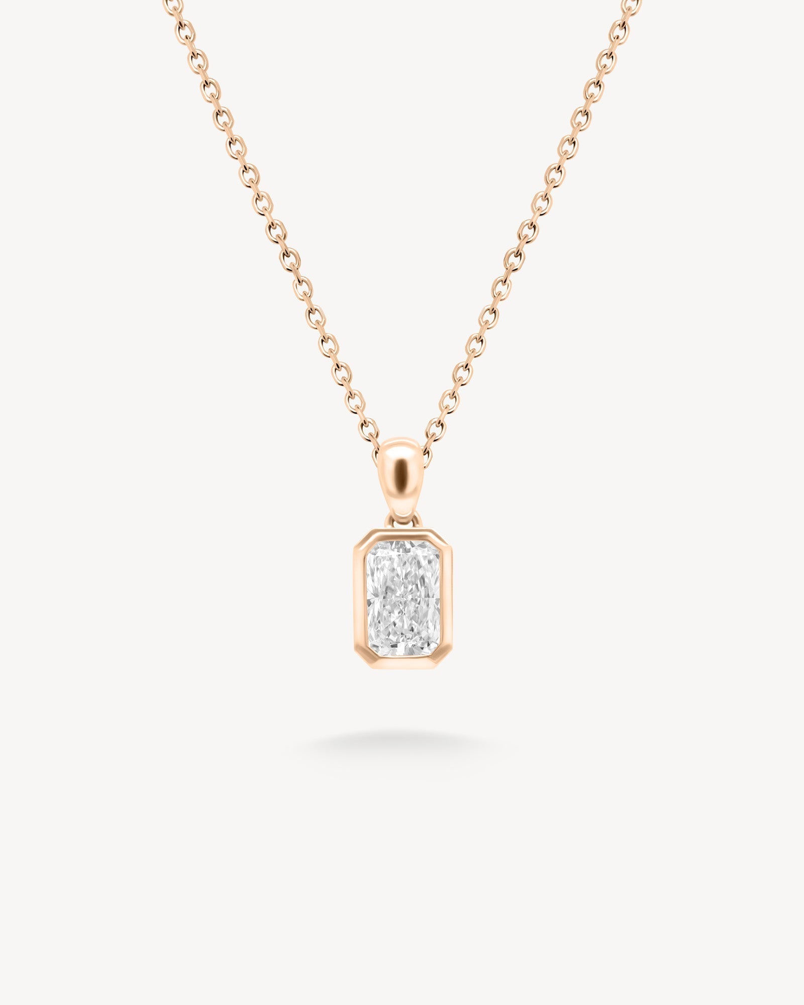 1.0 CT Round Bezel Solitaire Lab Grown Diamond Necklace