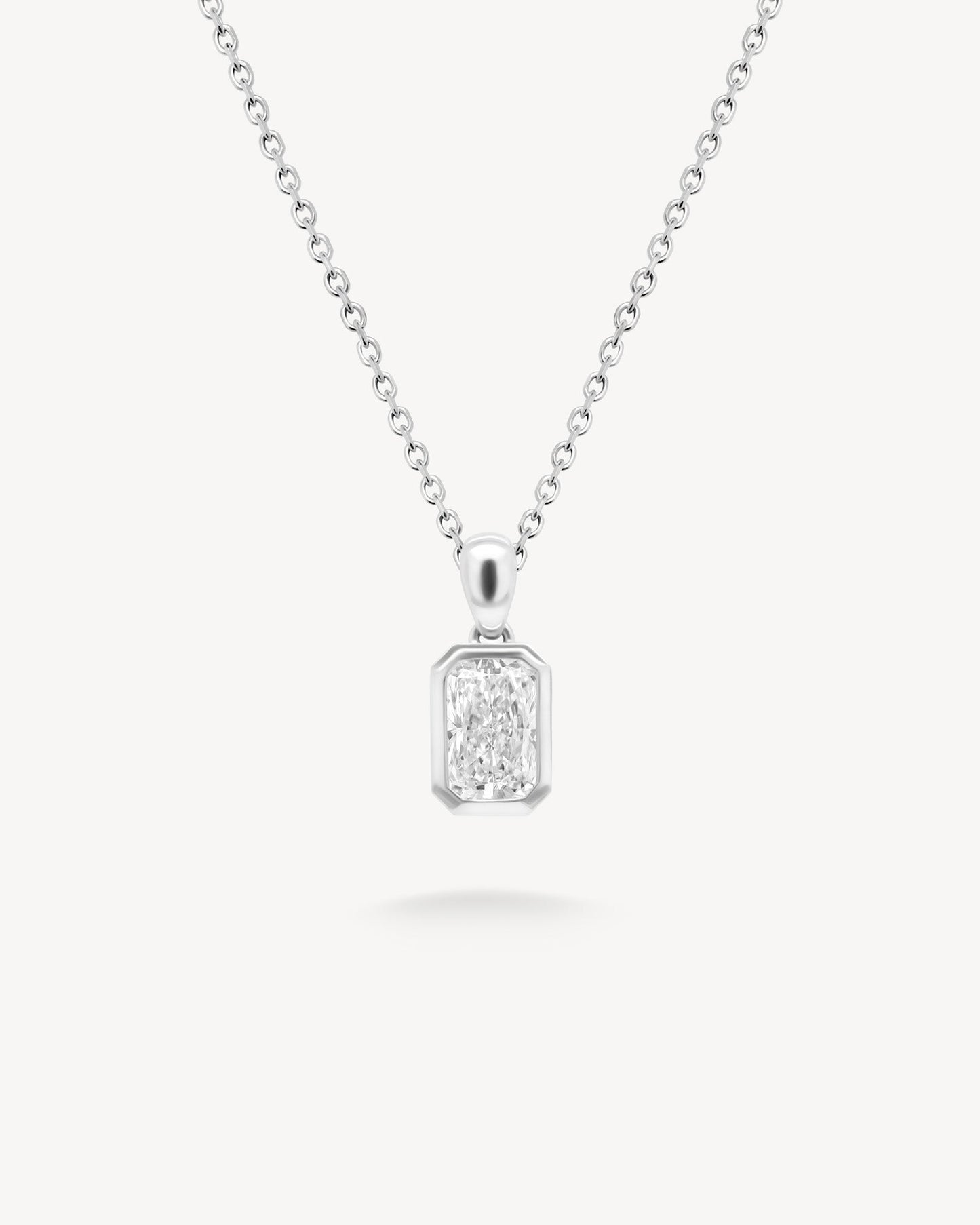 1.0 CT Round Bezel Solitaire Lab Grown Diamond Necklace