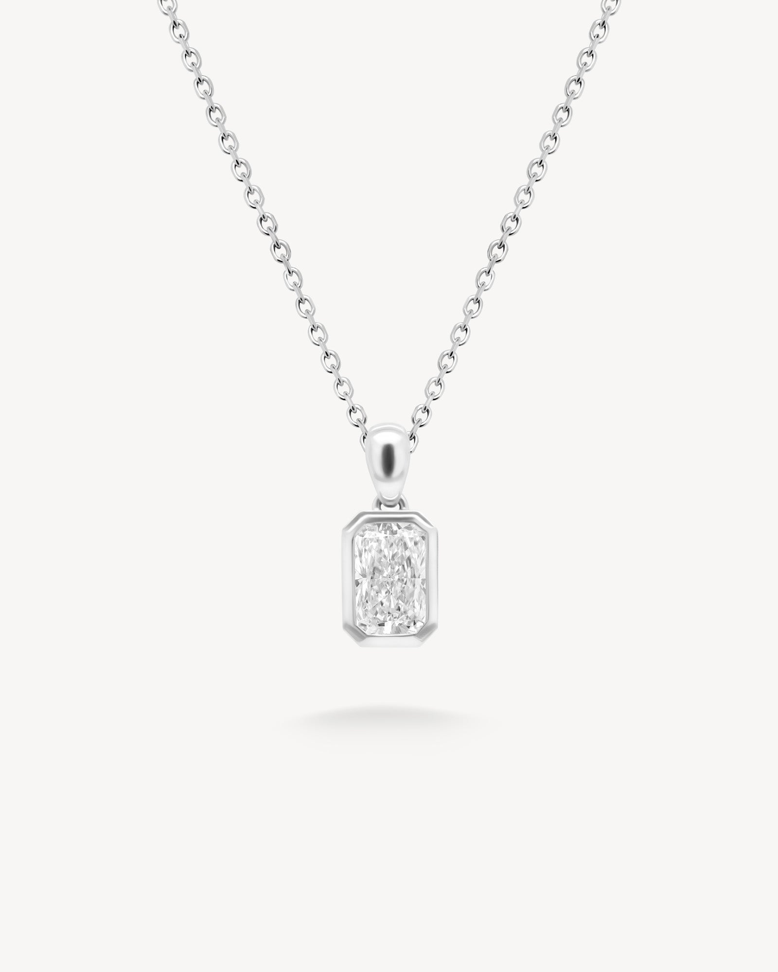 1.0 CT Round Bezel Solitaire Lab Grown Diamond Necklace
