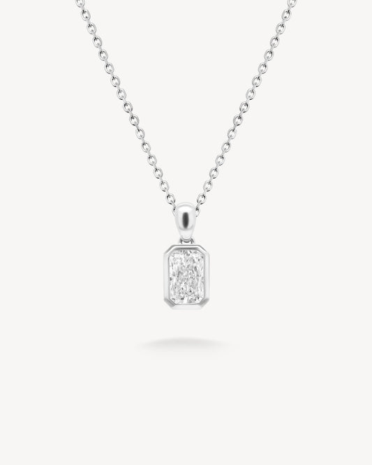 1.0 CT Round Bezel Solitaire Lab Grown Diamond Necklace