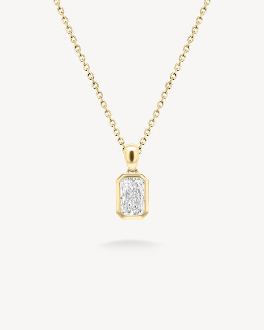 1.0 CT Round Bezel Solitaire Lab Grown Diamond Necklace