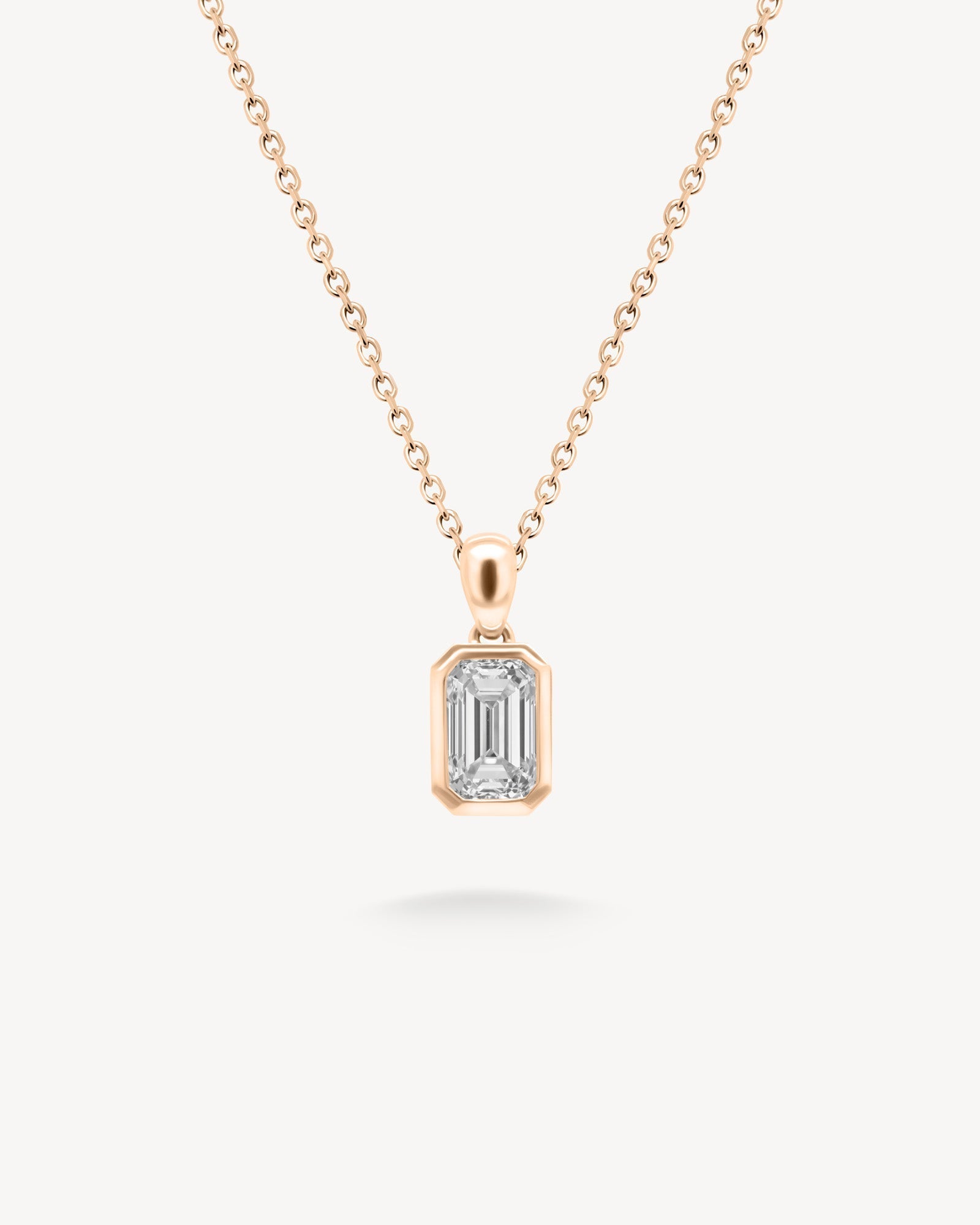 1.0 CT Round Bezel Solitaire Lab Grown Diamond Necklace