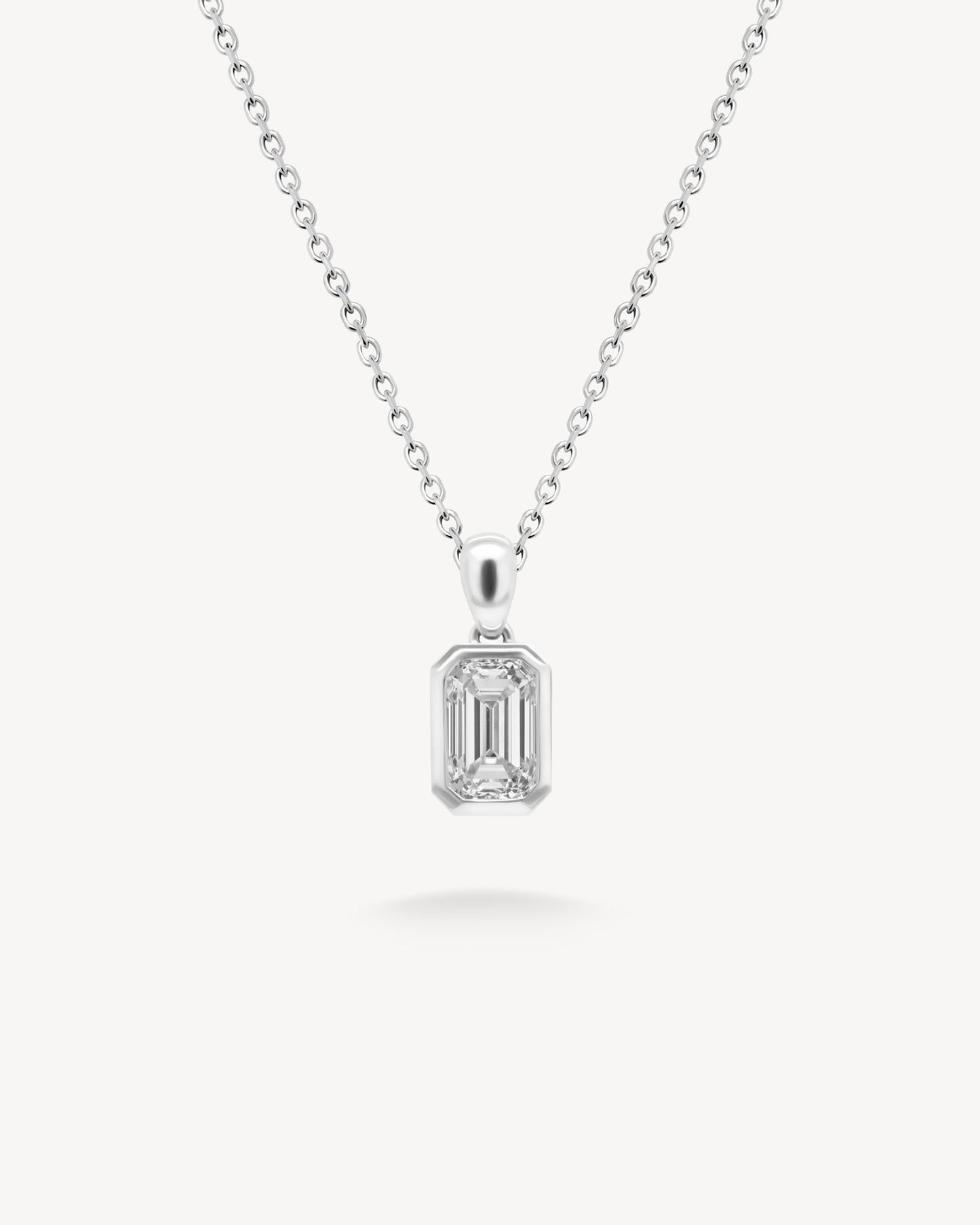 1.0 CT Round Bezel Solitaire Lab Grown Diamond Necklace