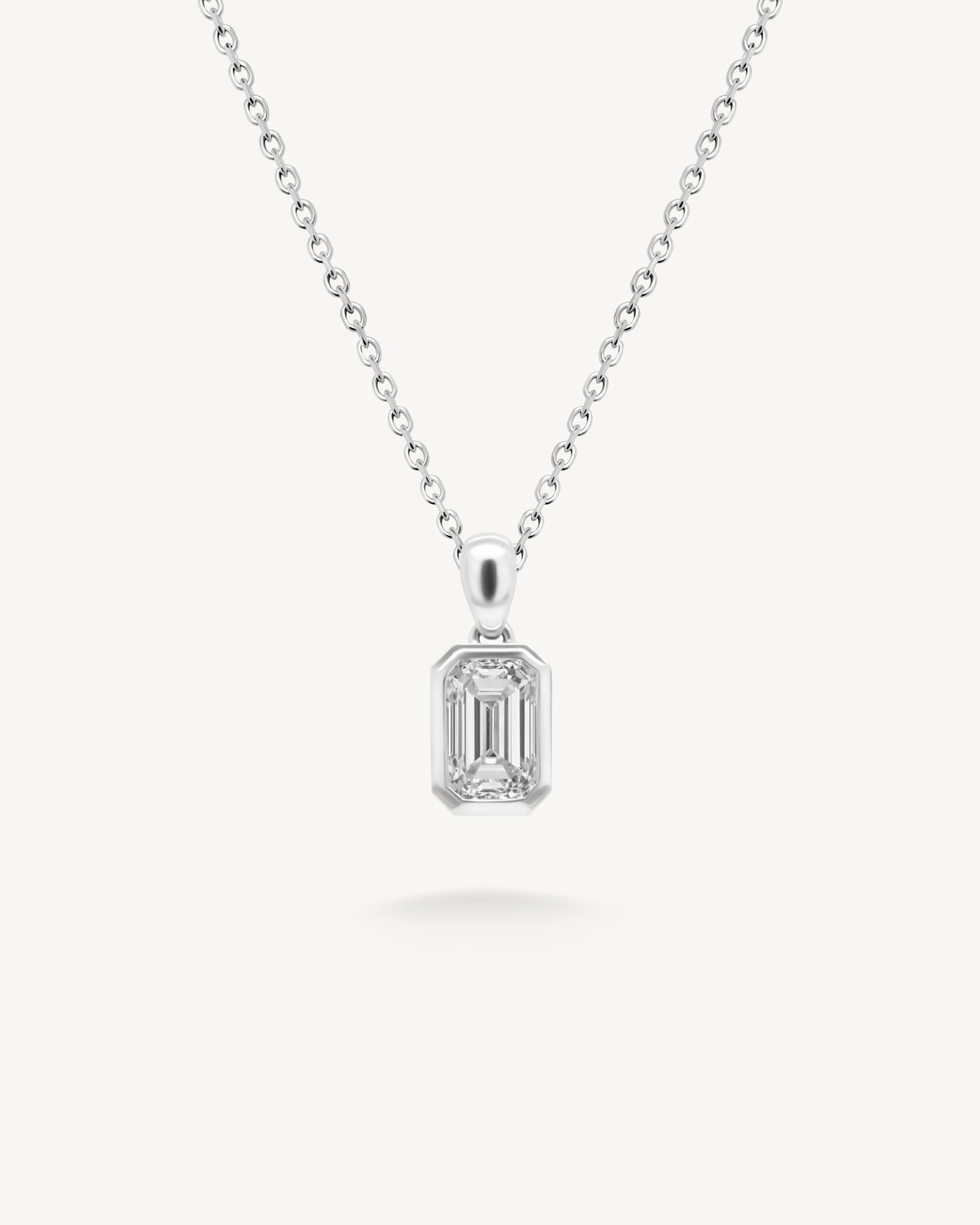 1.0 CT Round Bezel Solitaire Lab Grown Diamond Necklace
