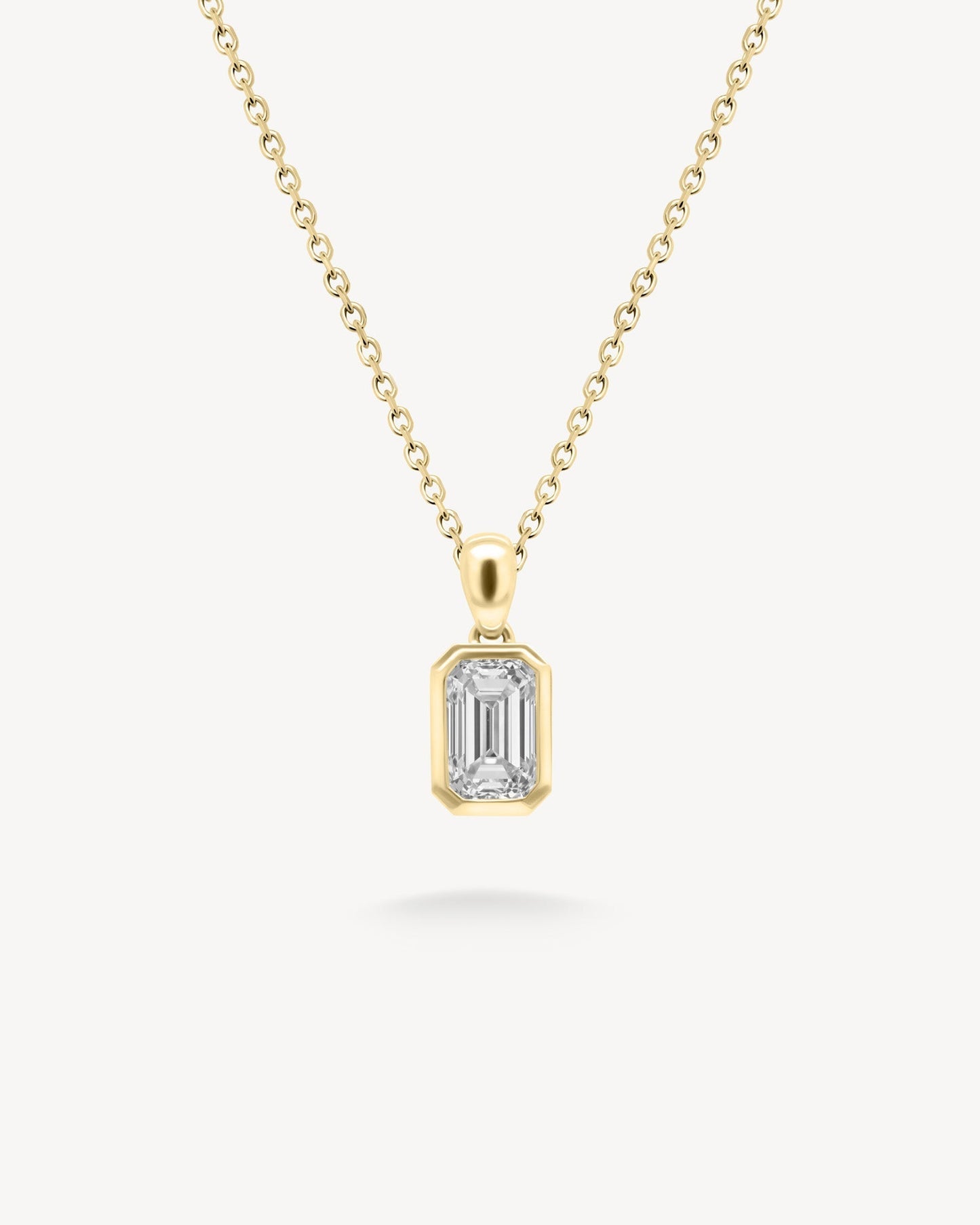 1.0 CT Round Bezel Solitaire Lab Grown Diamond Necklace