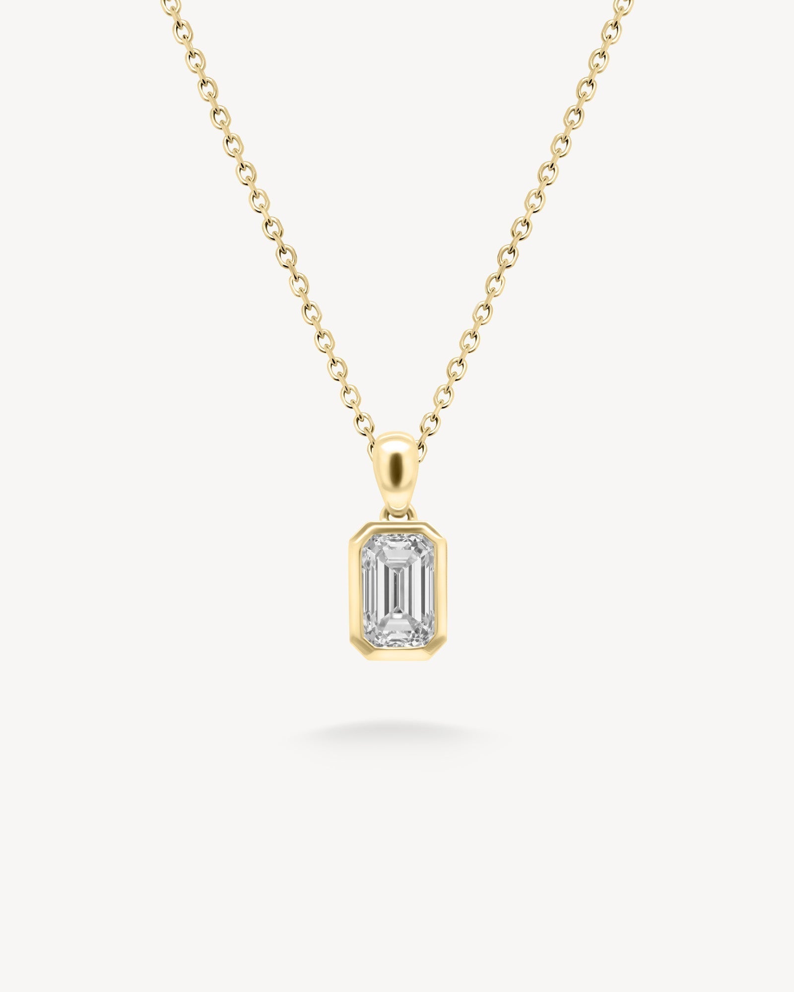 1.0 CT Round Bezel Solitaire Lab Grown Diamond Necklace