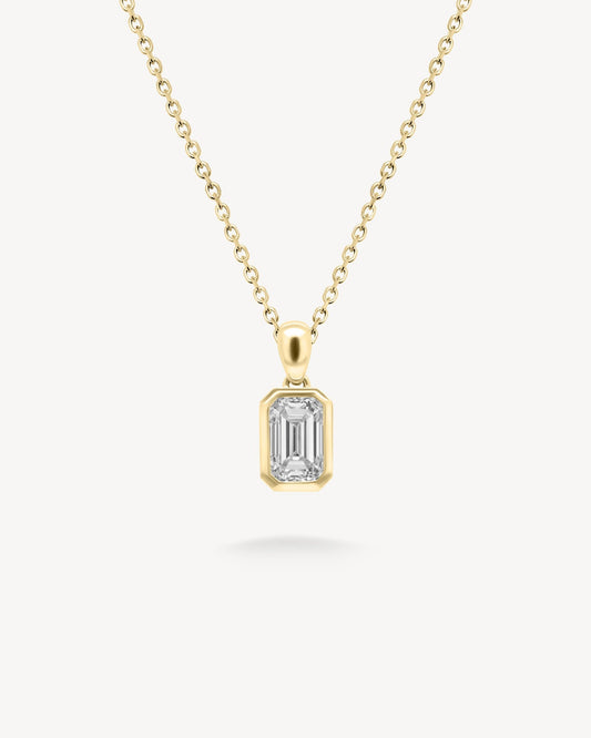 1.0 CT Round Bezel Solitaire Lab Grown Diamond Necklace