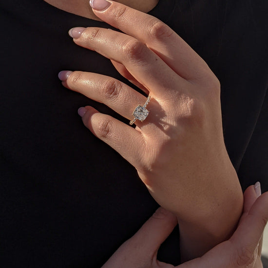 2.02 CT Cushion Hidden Halo CVD D/VS1 Diamond Engagement Ring 4