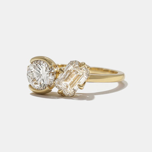 2 CT Round Three Stones Lab Grown Diamond Engagement Ring