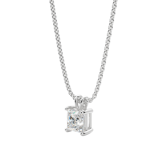 0.25 CT- 1.0 CT Princess Solitaire CVD F/VS Diamond Necklace 5