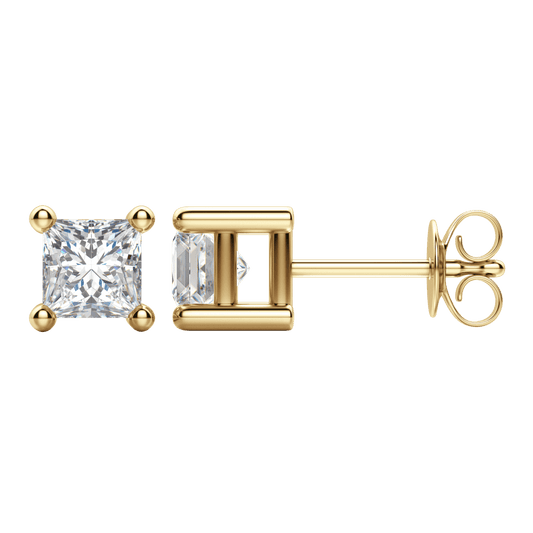 0.50 CT-2.0 CT Princess Solitaire CVD F/VS Diamond Earrings 5