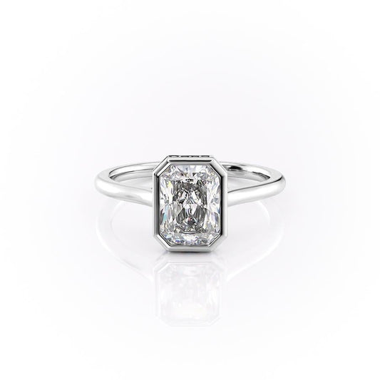 2.1 CT Radiant Moissanite Bezel Engagement Ring (US Size 7.25 Ready To Ship)
