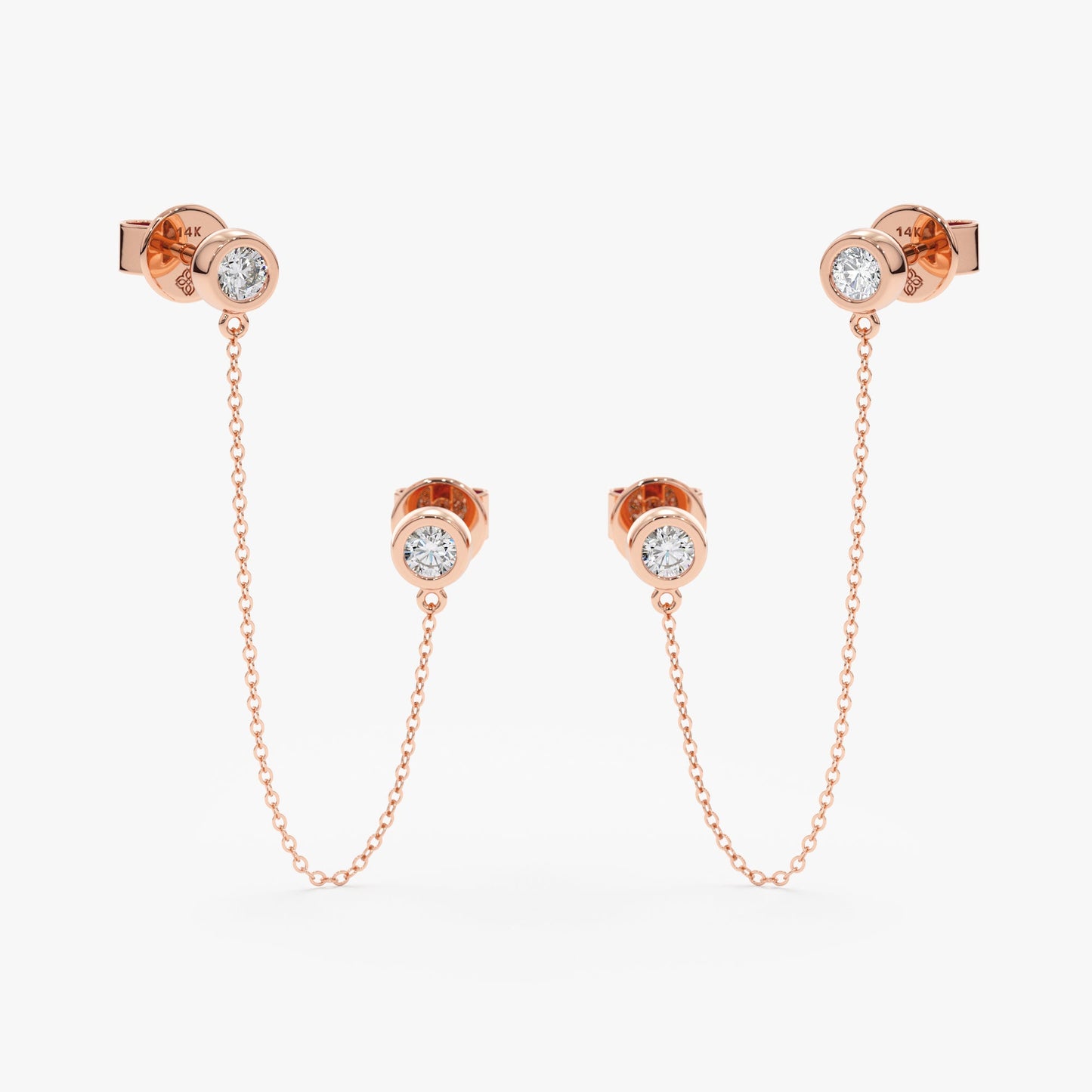 1.0 CT Round Bezel Solitaire Lab Grown Diamond Earrings