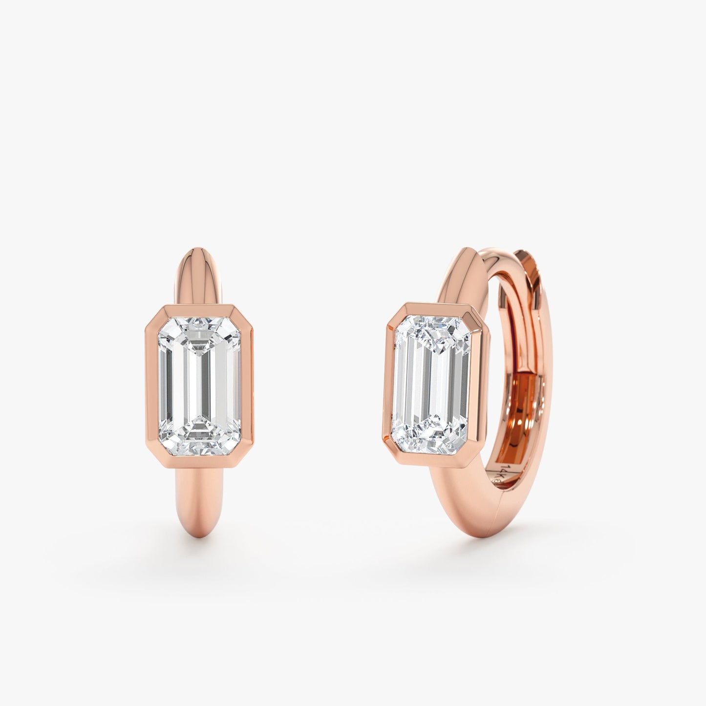 1.0 CT Round Bezel Solitaire Lab Grown Diamond Earrings