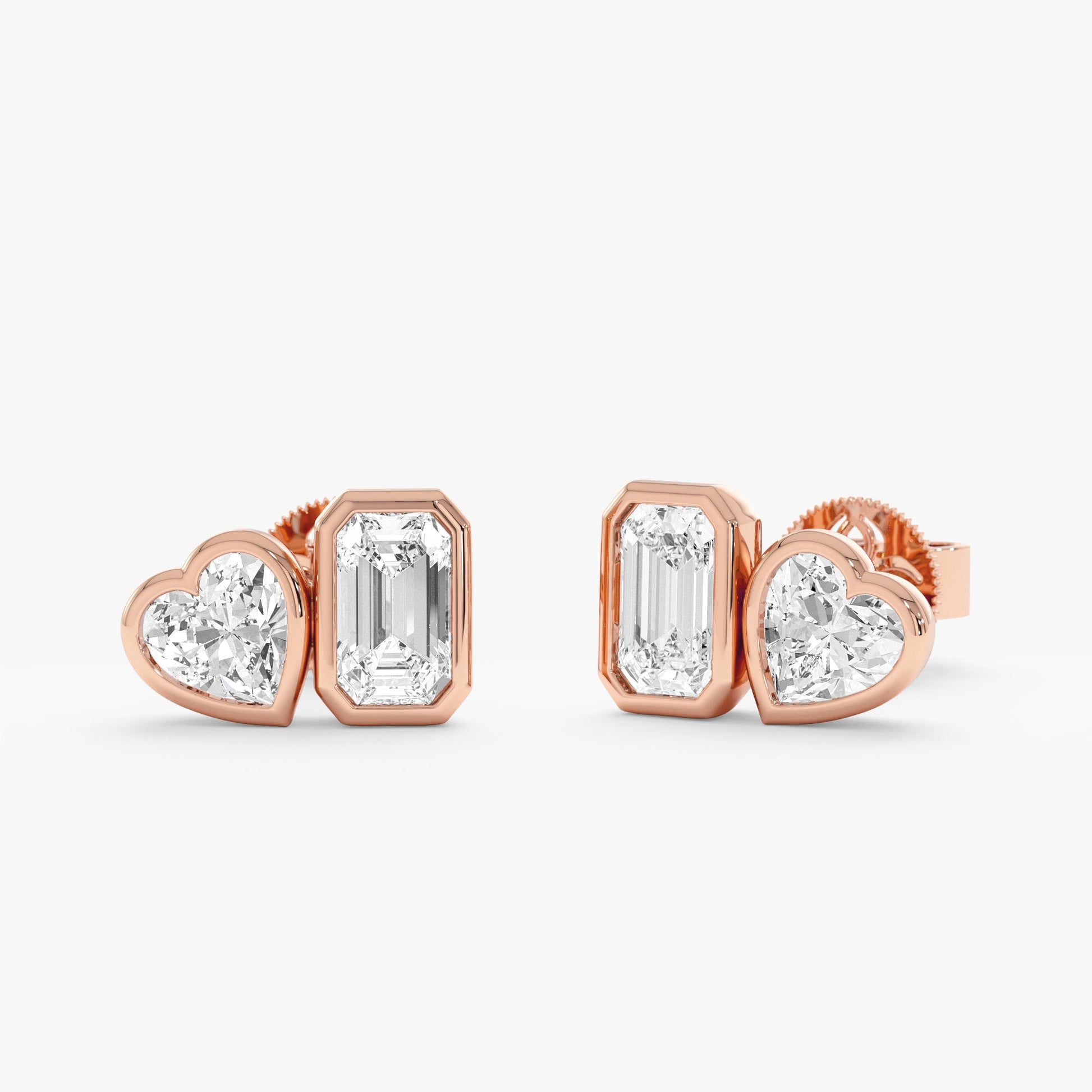 1.0 CT Round Bezel Solitaire Lab Grown Diamond Earrings