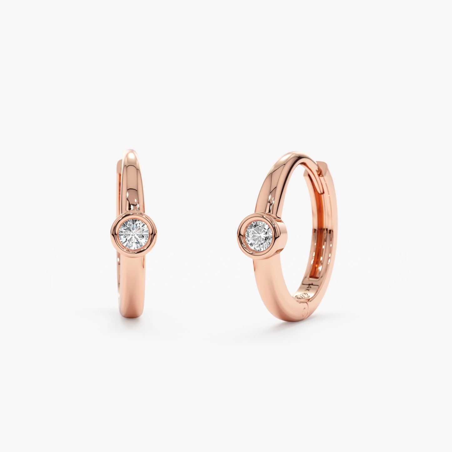 1.0 CT Round Bezel Solitaire Lab Grown Diamond Earrings