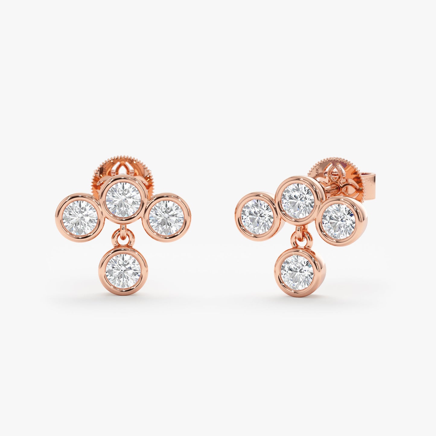 1.0 CT Round Bezel Solitaire Lab Grown Diamond Earrings