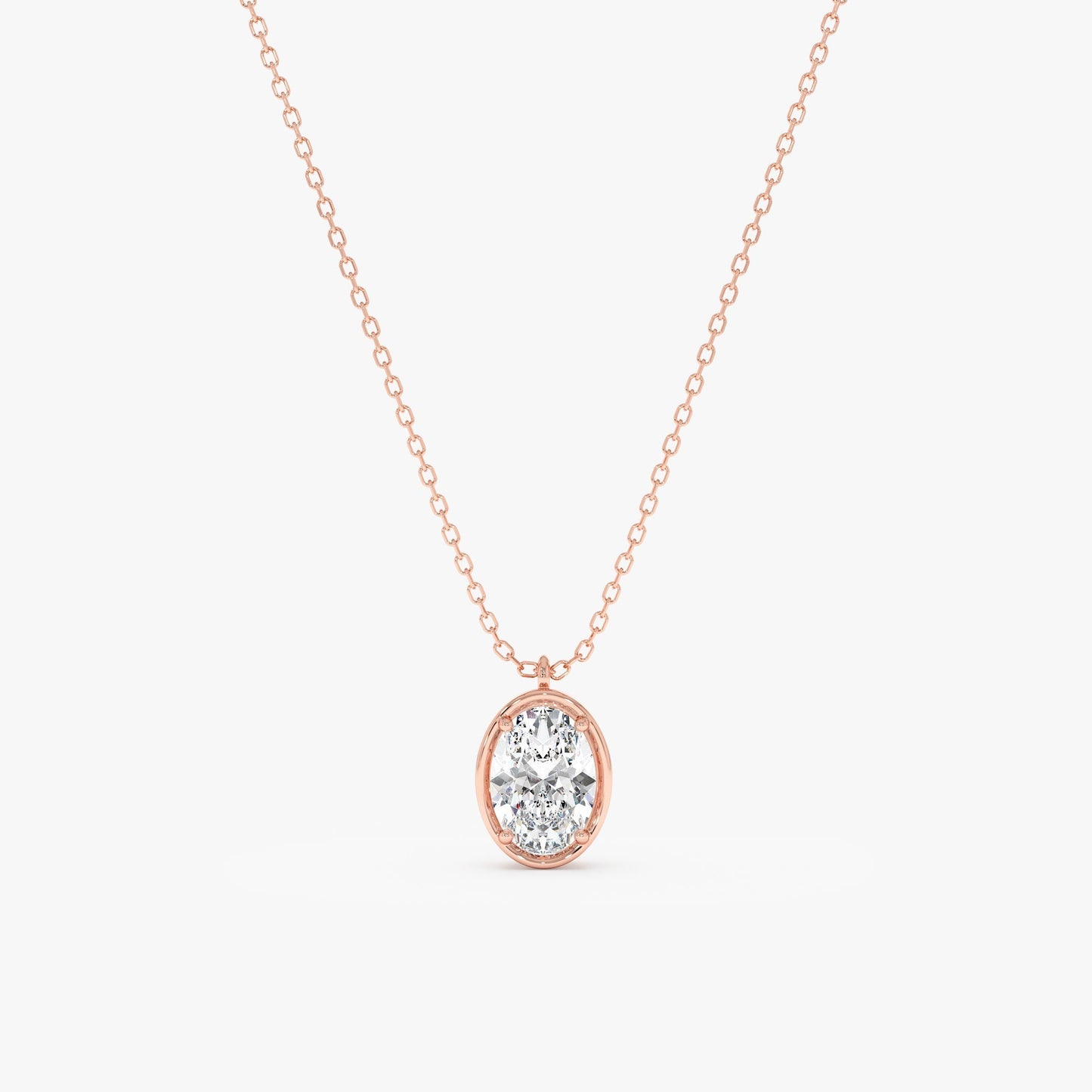 1.0 CT Round Bezel Solitaire Lab Grown Diamond Necklace