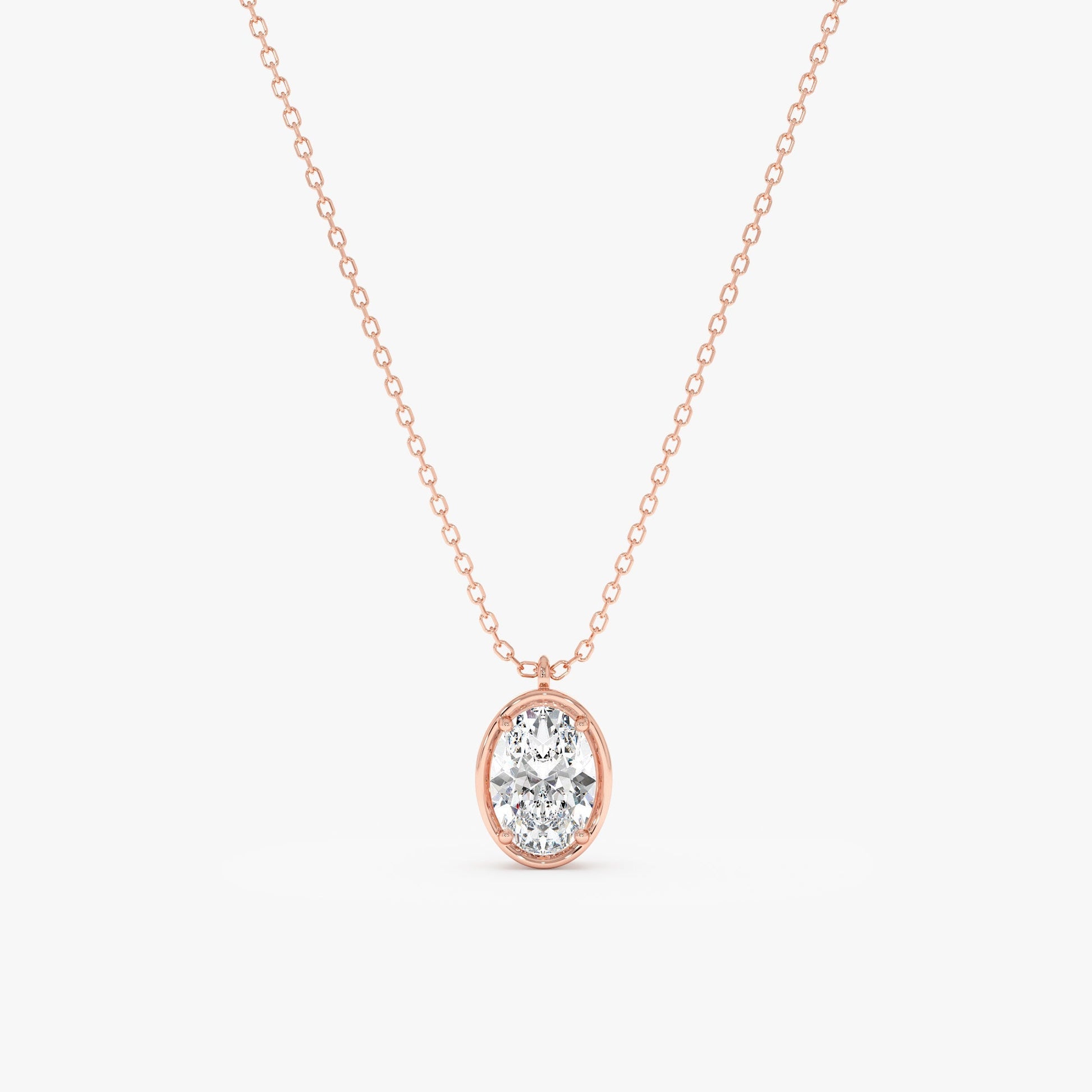 1.0 CT Round Bezel Solitaire Lab Grown Diamond Necklace