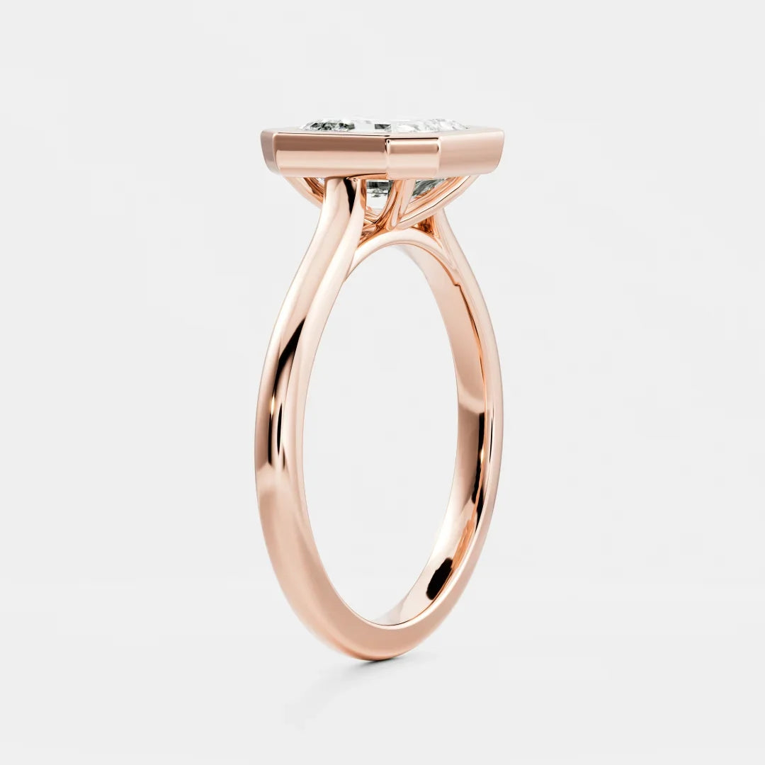 Asscher Bezel Solitaire Lab Grown Diamond Engagement Ring
