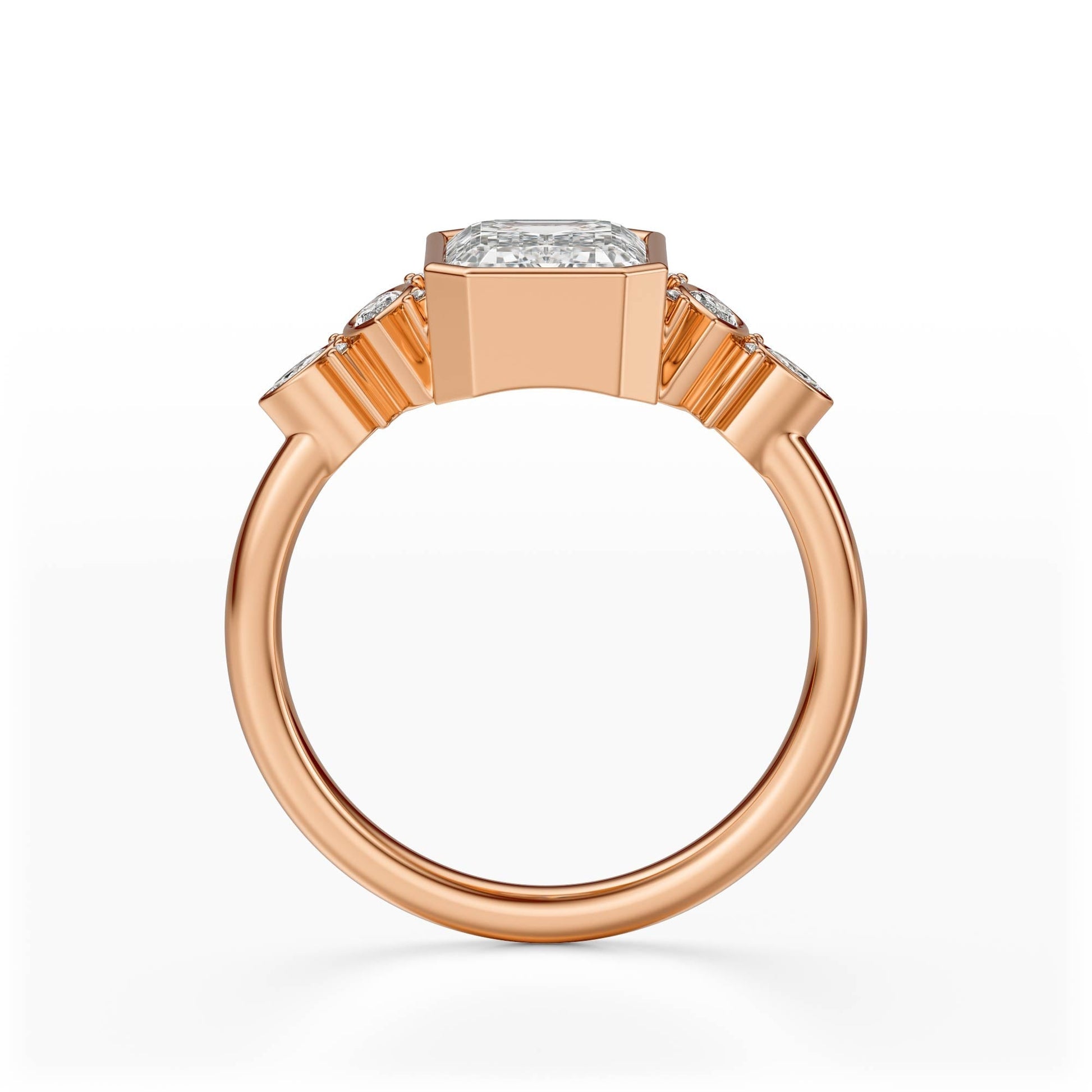 Marquise Shaped Three Stone Lab Grown Diamond Engagement Ring