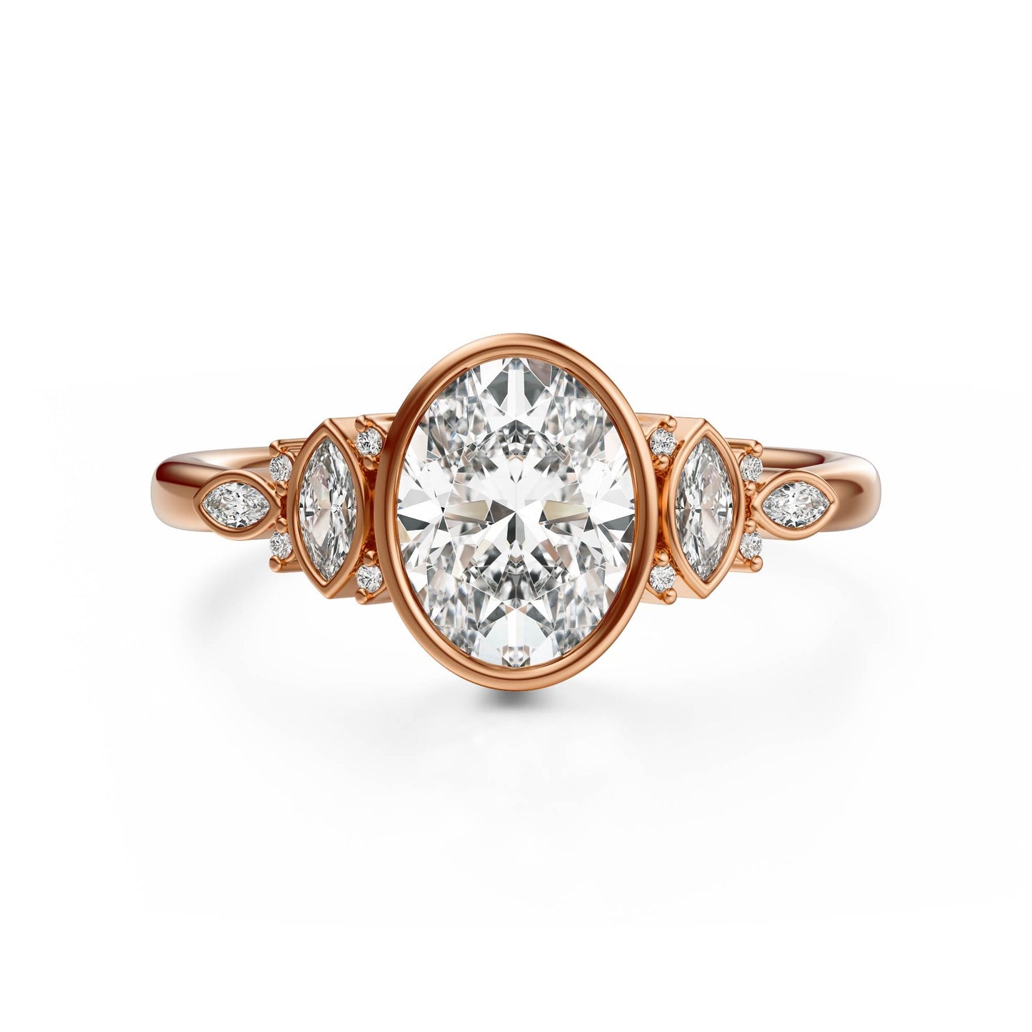 Marquise Shaped Three Stone Lab Grown Diamond Engagement Ring