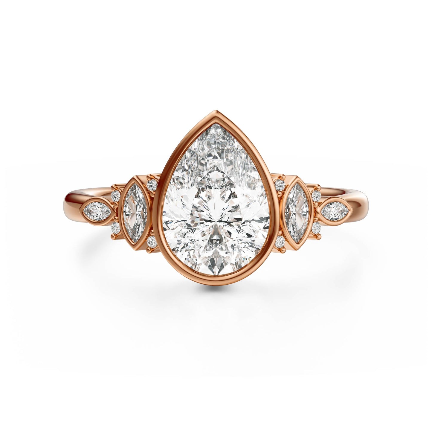 Marquise Shaped Three Stone Lab Grown Diamond Engagement Ring