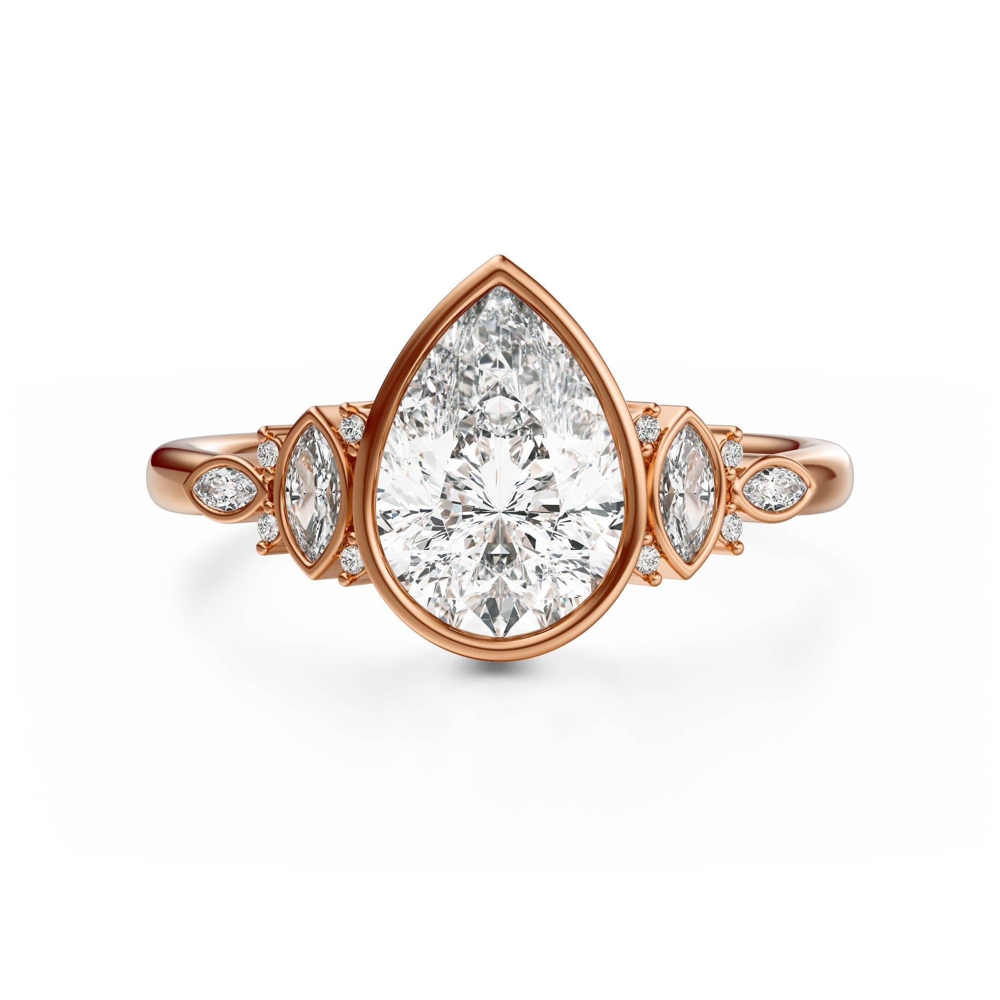 Marquise Shaped Three Stone Lab Grown Diamond Engagement Ring