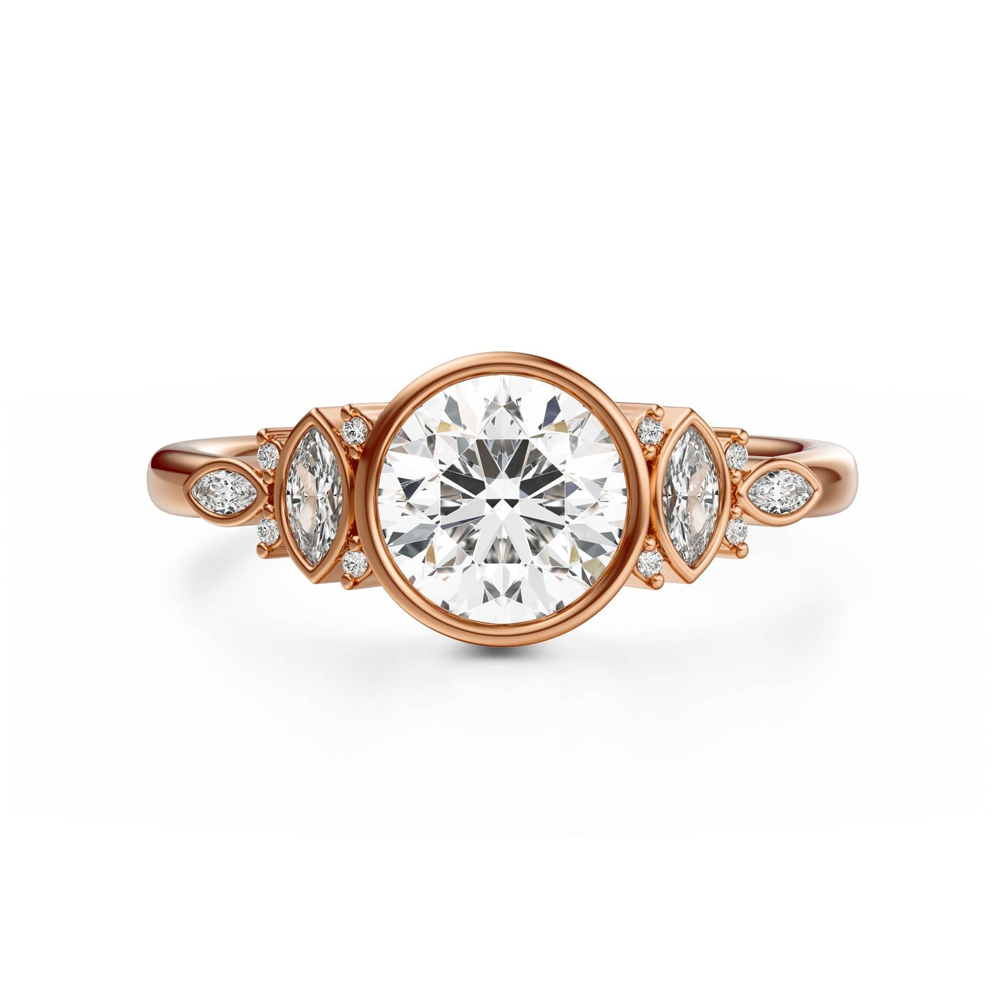 Marquise Shaped Three Stone Lab Grown Diamond Engagement Ring