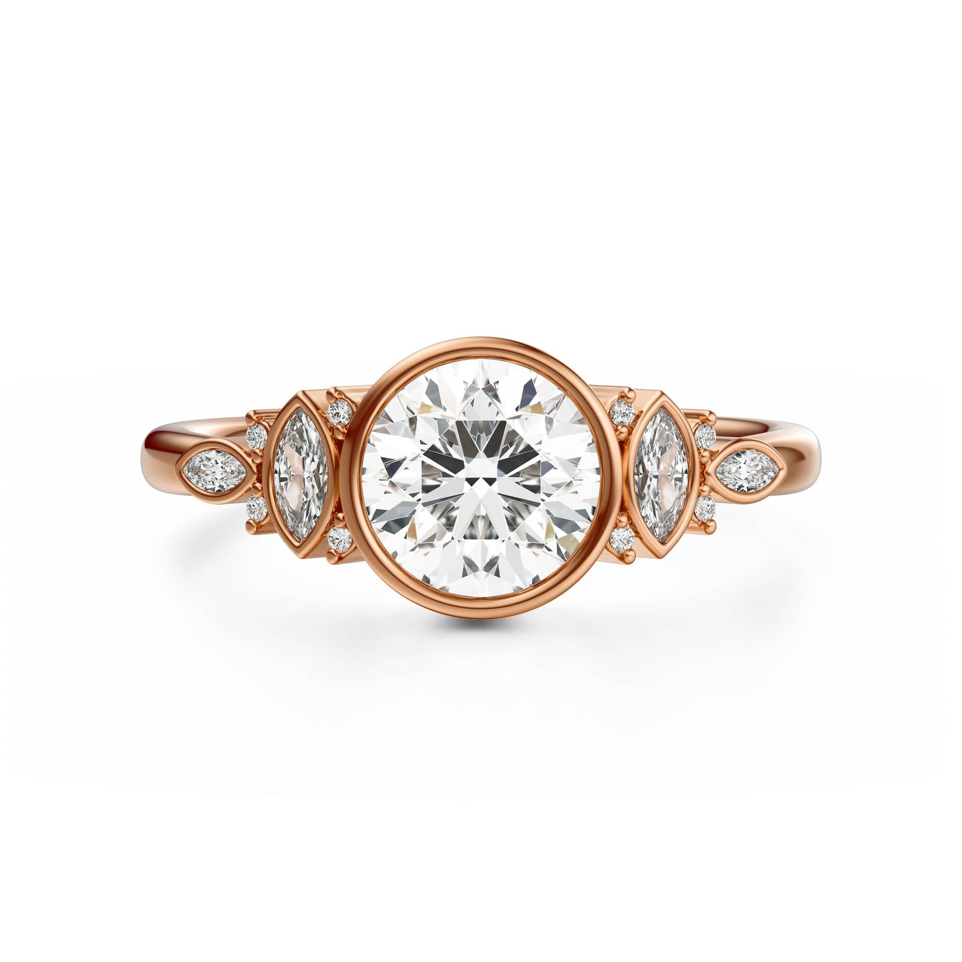 Marquise Shaped Three Stone Lab Grown Diamond Engagement Ring