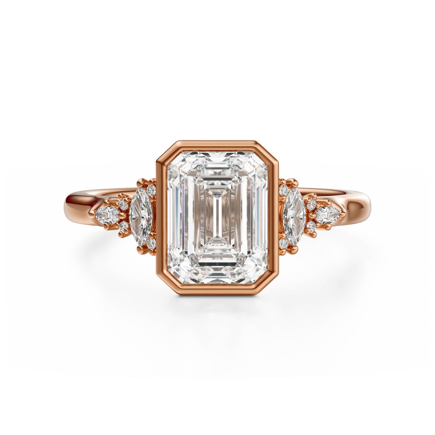 Marquise Shaped Three Stone Lab Grown Diamond Engagement Ring