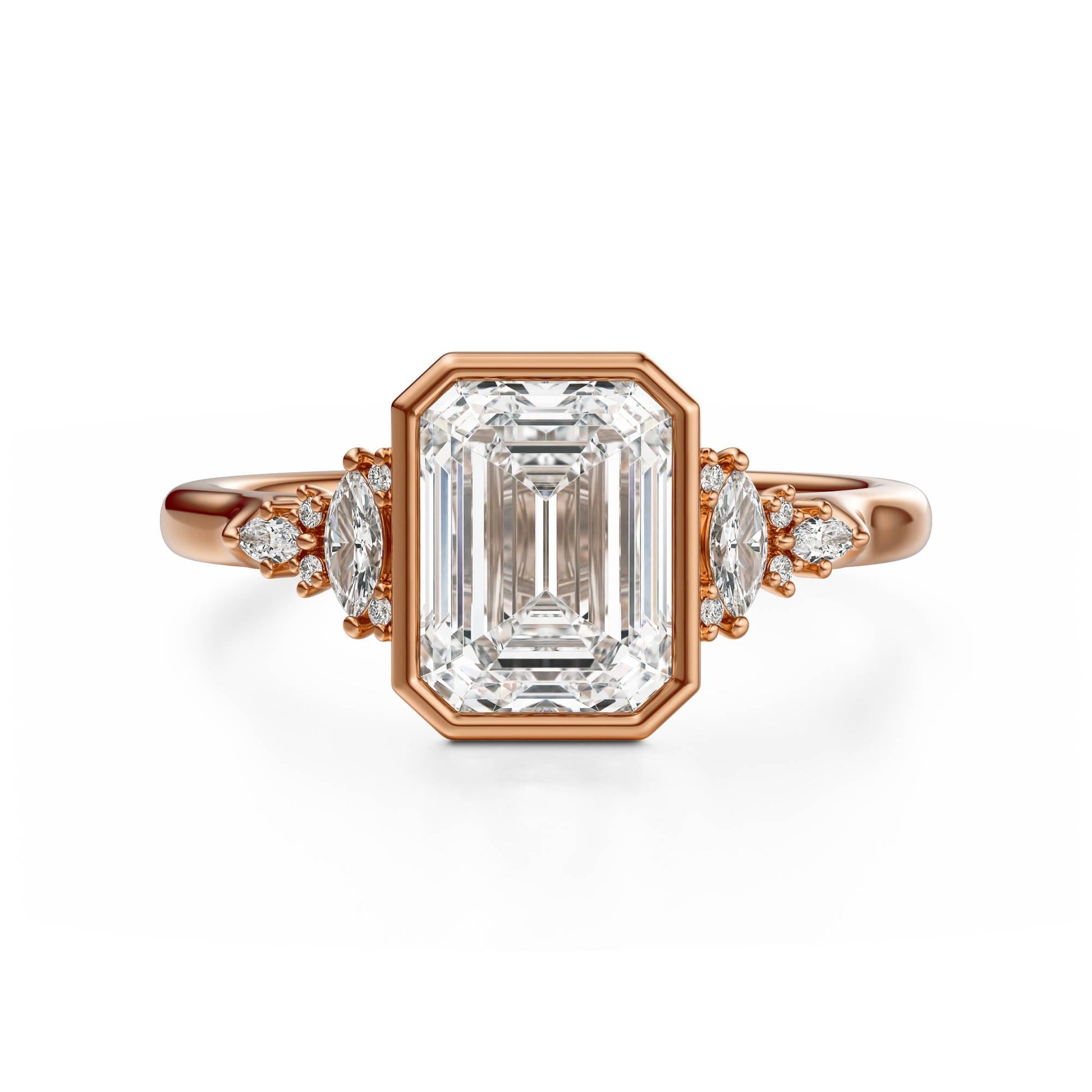 Marquise Shaped Three Stone Lab Grown Diamond Engagement Ring