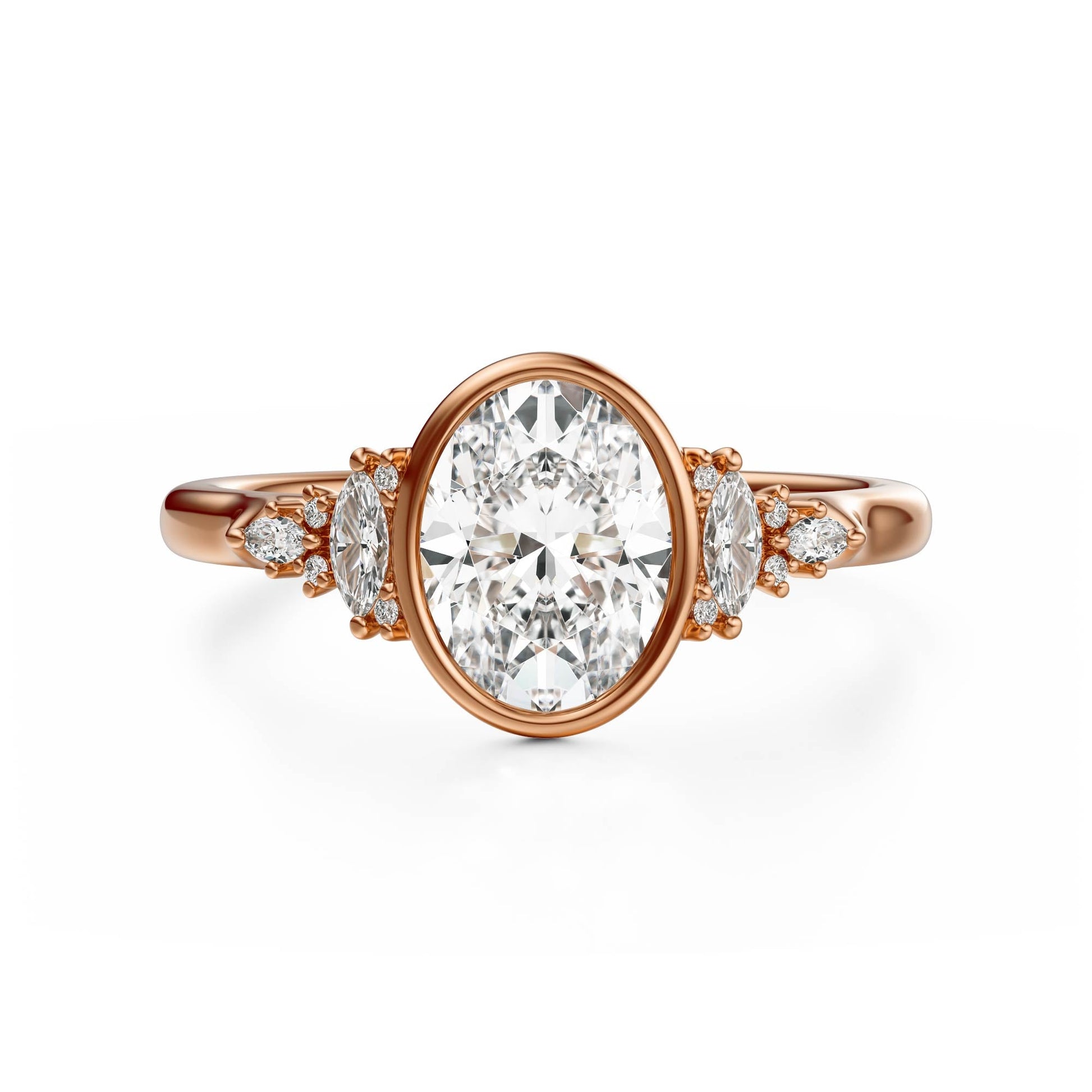 Marquise Shaped Three Stone Lab Grown Diamond Engagement Ring