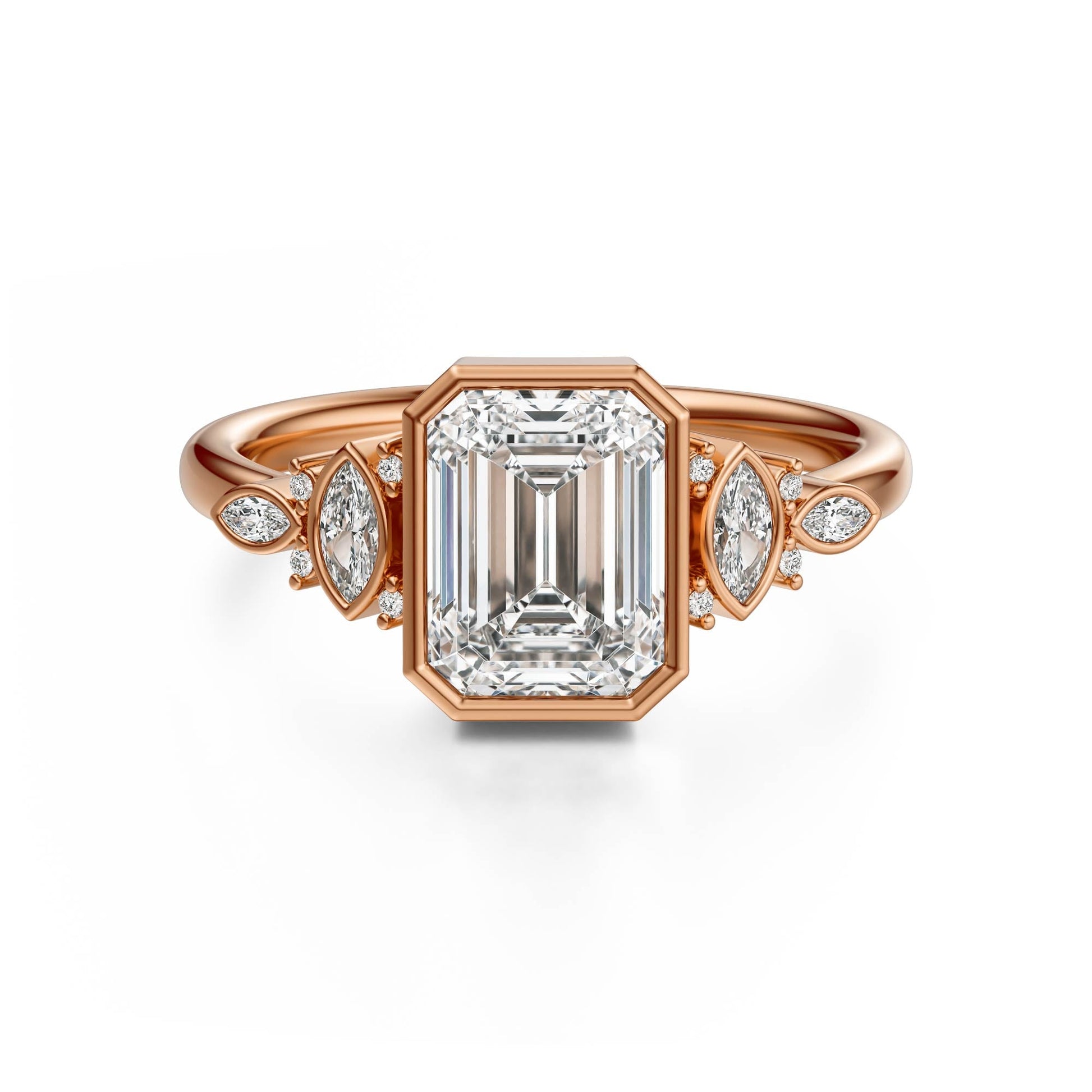 Marquise Shaped Three Stone Lab Grown Diamond Engagement Ring