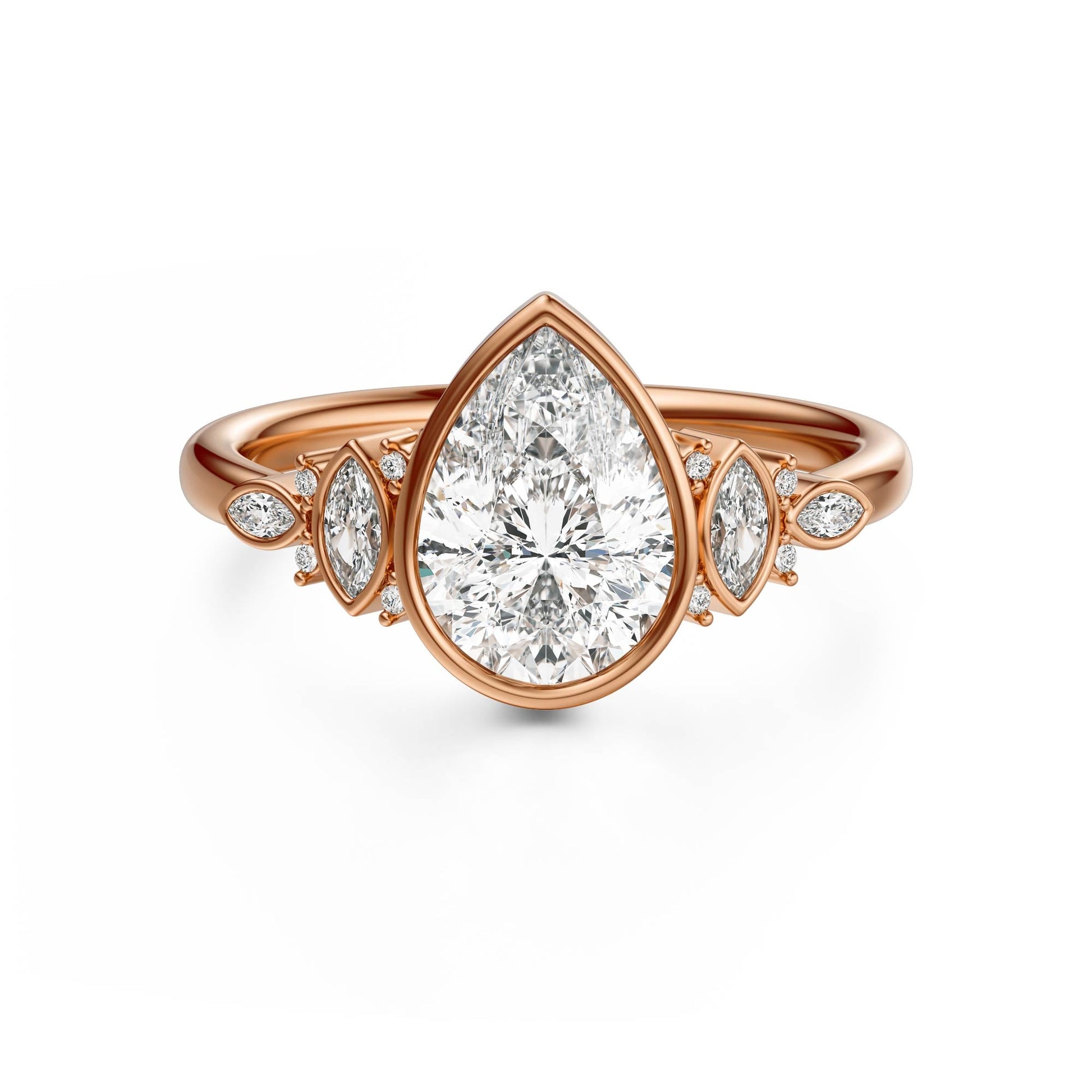 Marquise Shaped Three Stone Lab Grown Diamond Engagement Ring