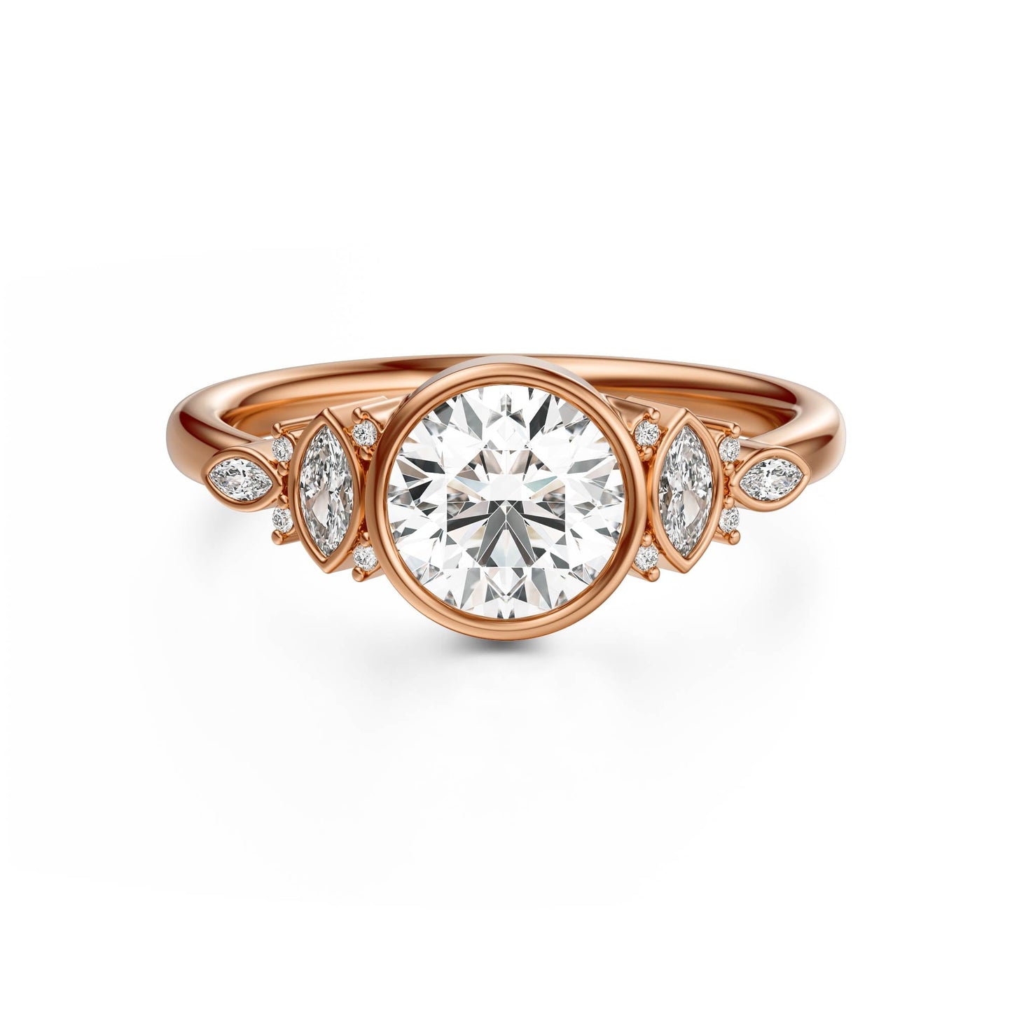 Marquise Shaped Three Stone Lab Grown Diamond Engagement Ring