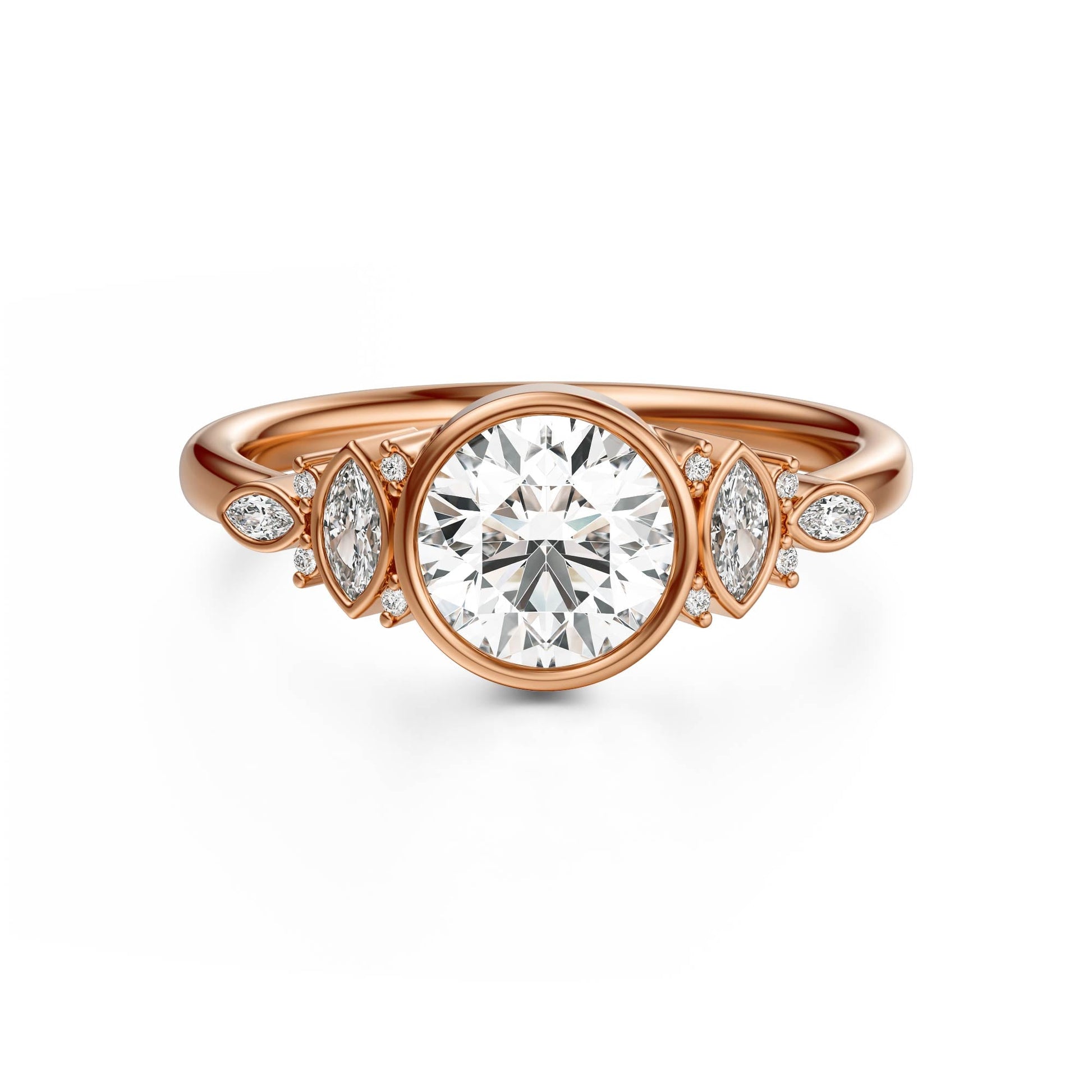 Marquise Shaped Three Stone Lab Grown Diamond Engagement Ring