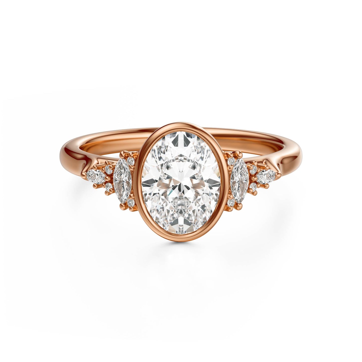Marquise Shaped Three Stone Lab Grown Diamond Engagement Ring