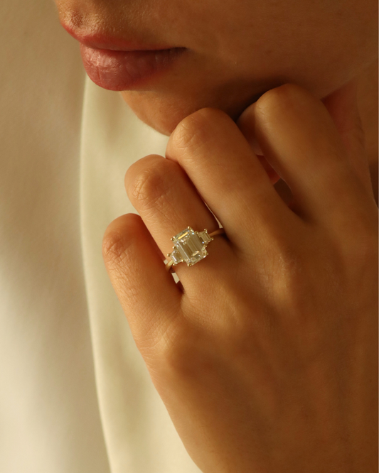 2 CT Round Three Stones Lab Grown Diamond Engagement Ring