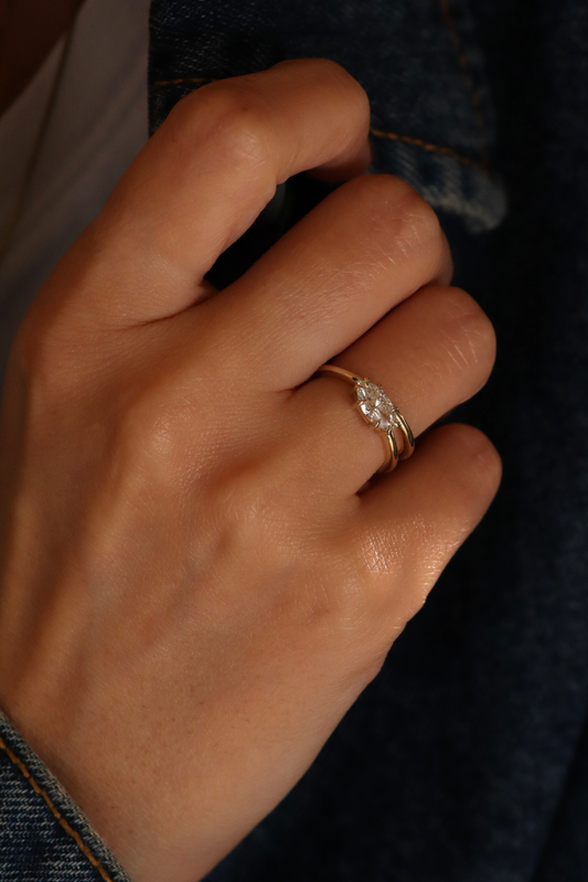 2 CT Round Three Stones Lab Grown Diamond Engagement Ring