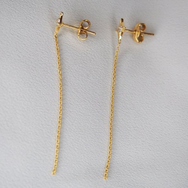 0.13 CT Round Cut Dangle Moissanite Earrings 3