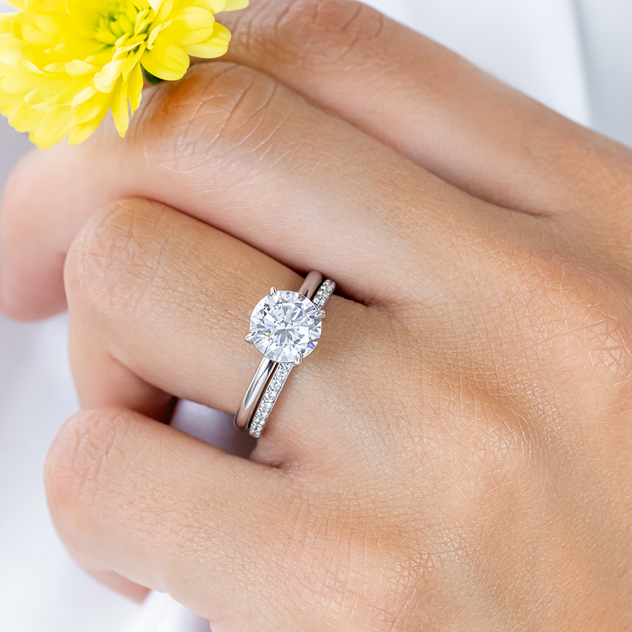 2 CT Round Three Stones Lab Grown Diamond Engagement Ring