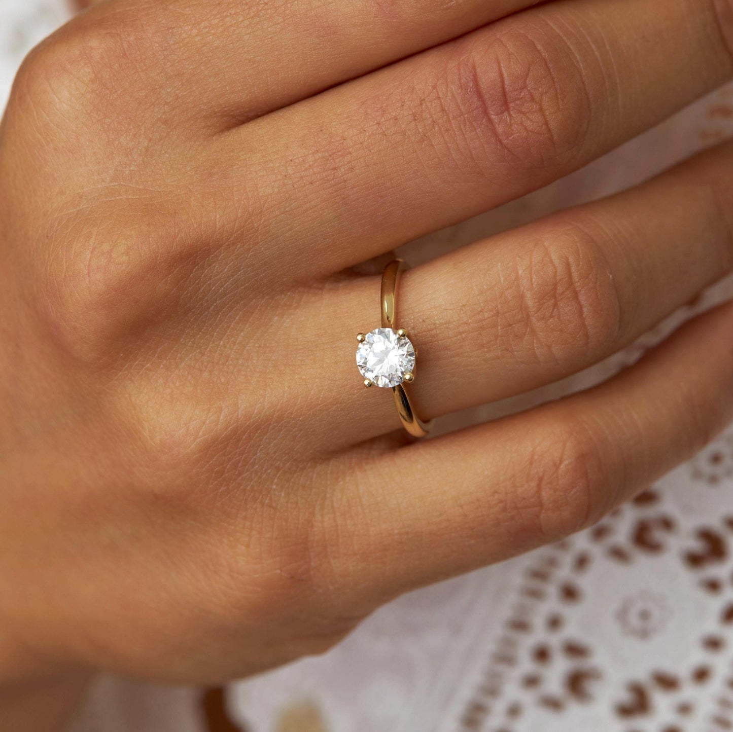 2 CT Round Three Stones Lab Grown Diamond Engagement Ring