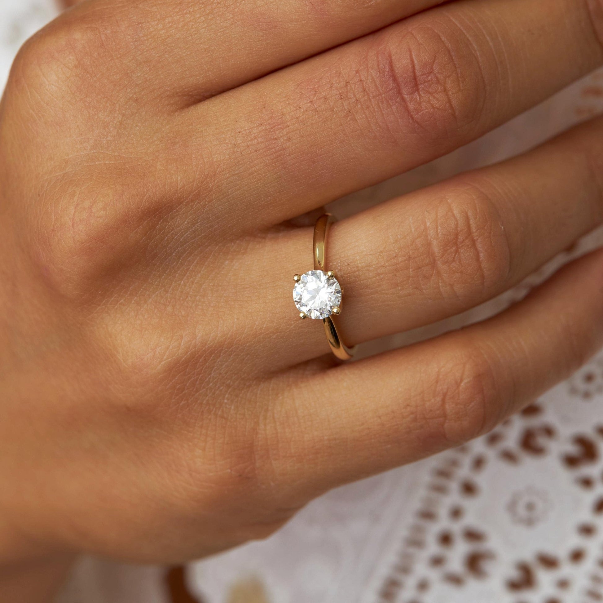 2 CT Round Three Stones Lab Grown Diamond Engagement Ring