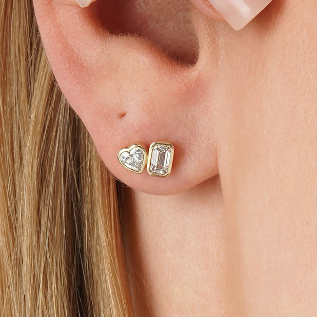 1.0 CT Round Bezel Solitaire Lab Grown Diamond Earrings