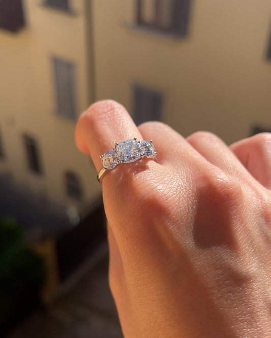 2 CT Round Three Stones Lab Grown Diamond Engagement Ring