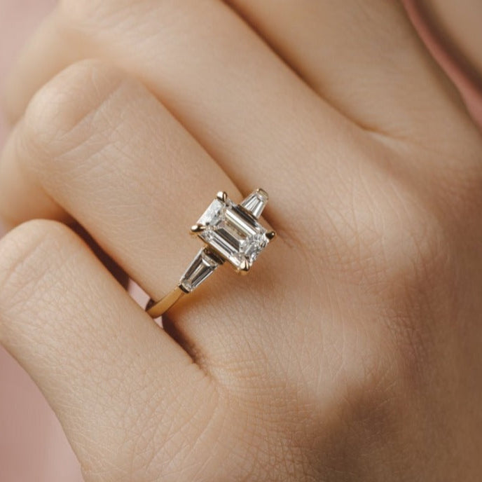 2 CT Round Three Stones Lab Grown Diamond Engagement Ring